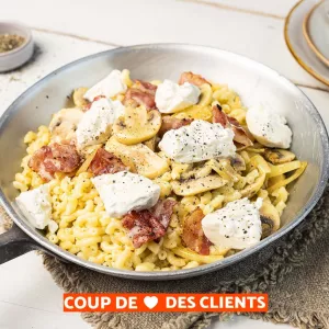 Coquillettes burrata jambon