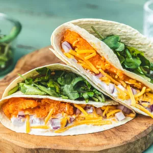 Wrap au cheddar, cresson et patate douce